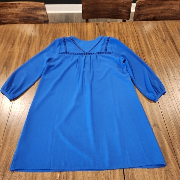 Sugar candy mountain Sabine Royal Blue 3/4 Sleeve sheath eyelet Mini DRESS M - Picture 6 of 10